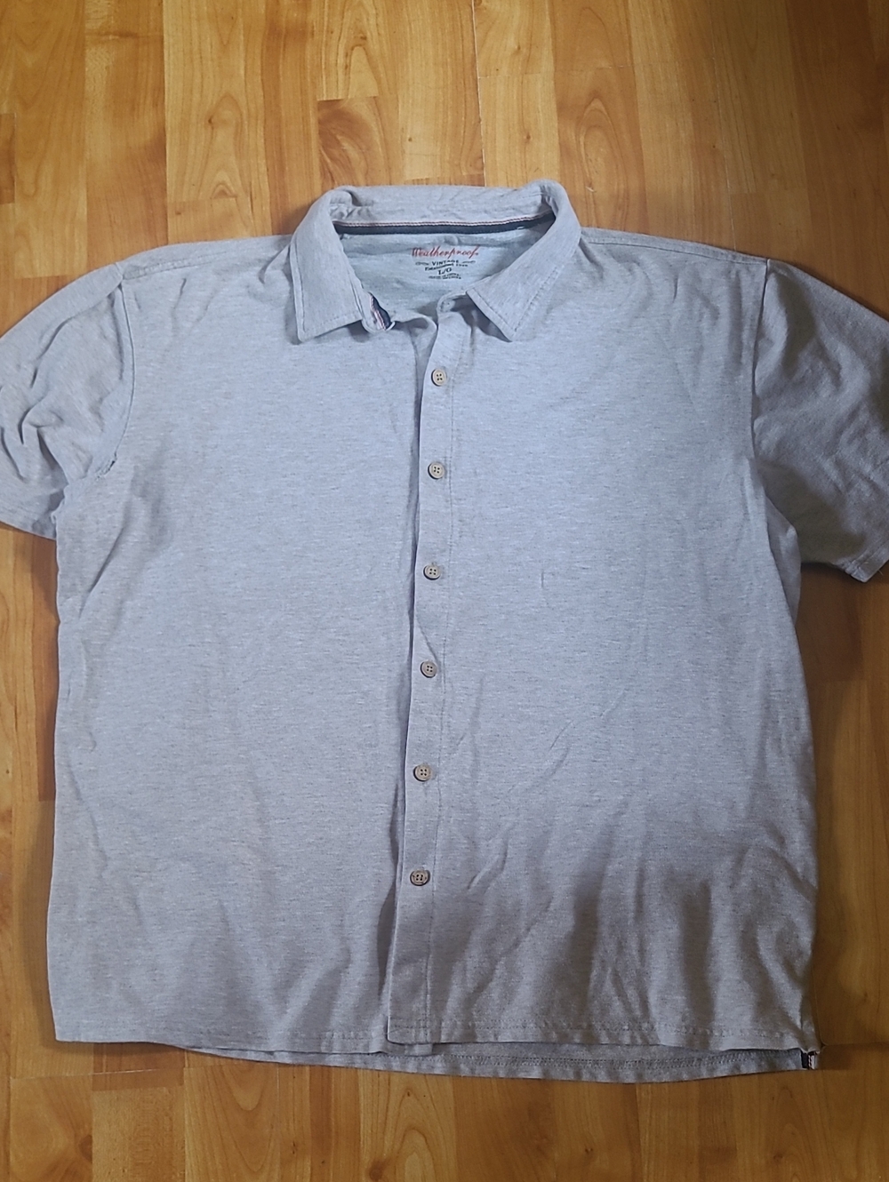 Weatherproof Light Gray Short-Sleeve Button-Down Shirt